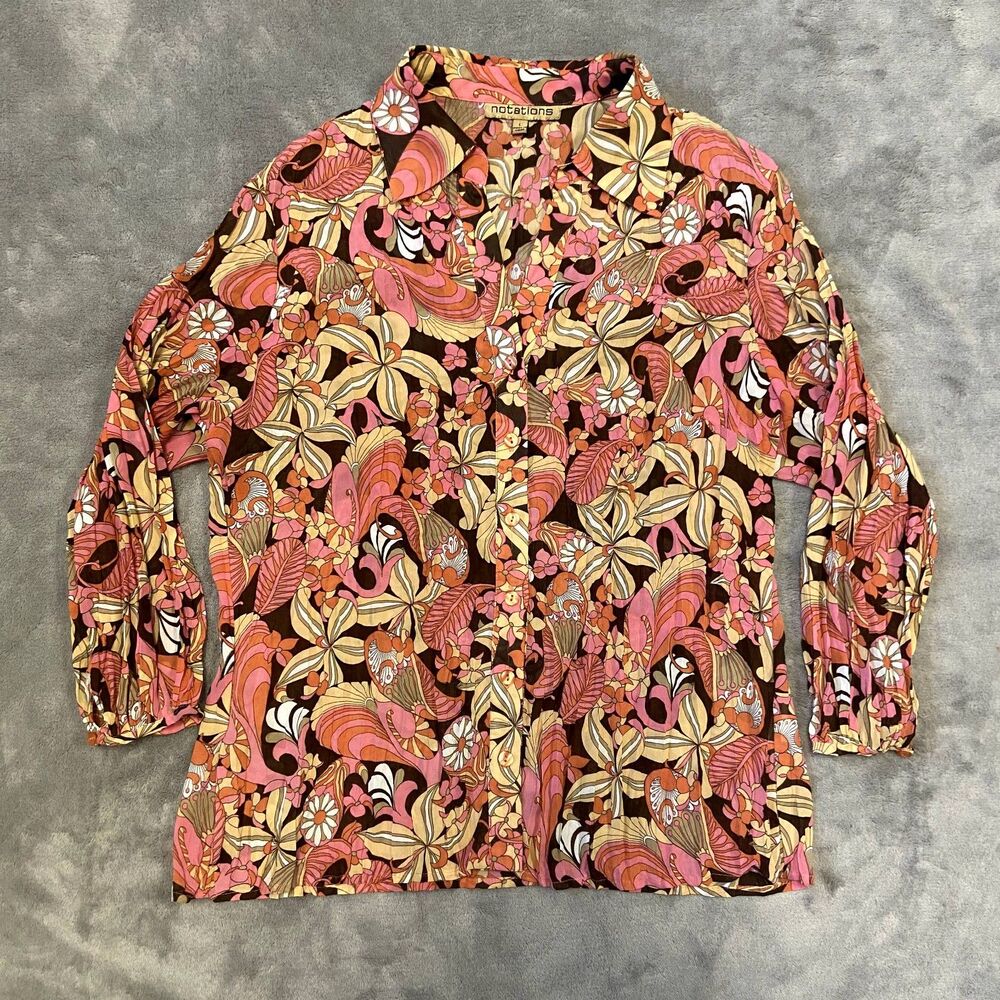 Notations Floral 70s Vibe Button-Up